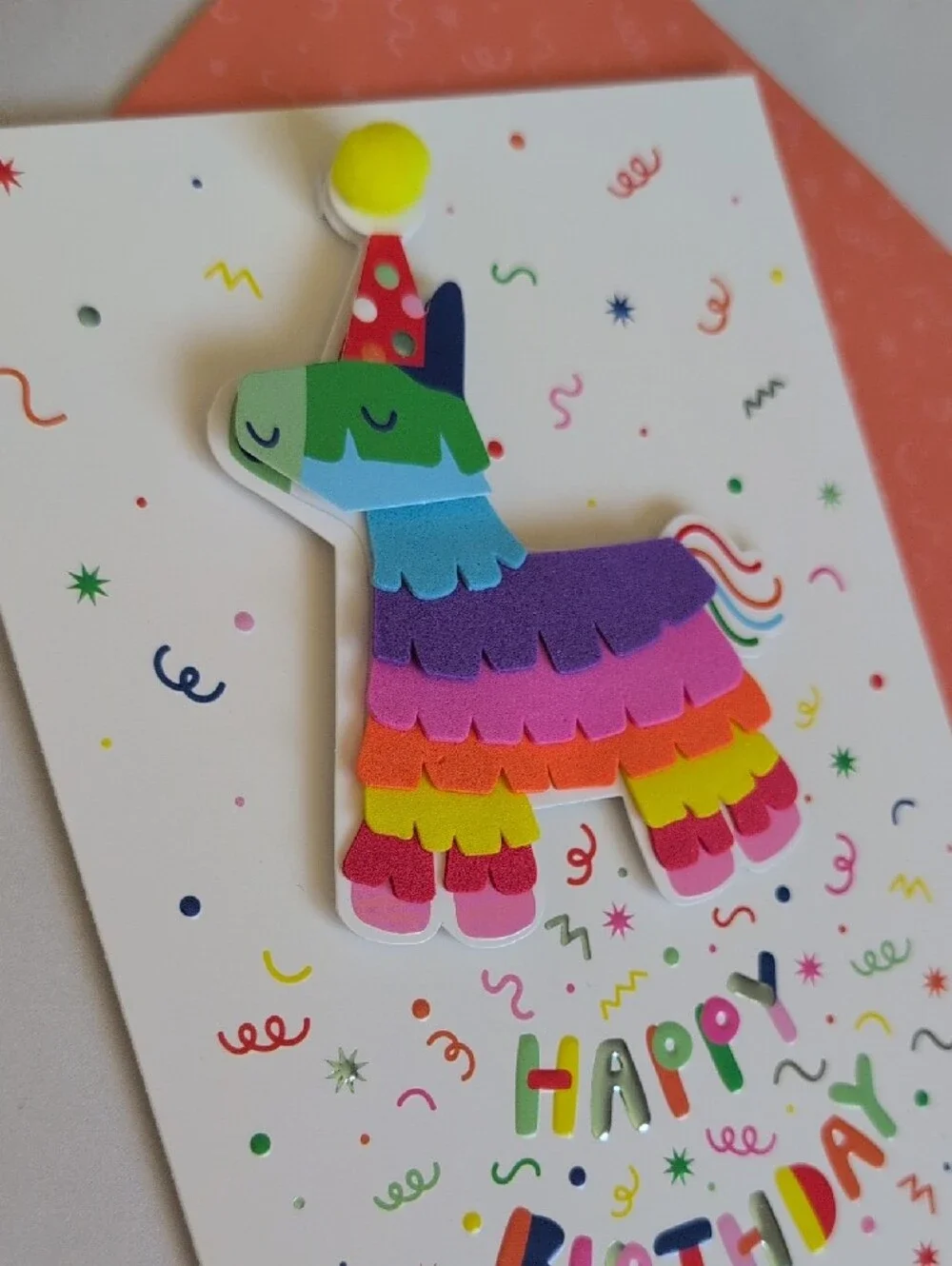 Rainbow Piñata Happy Birthday Card